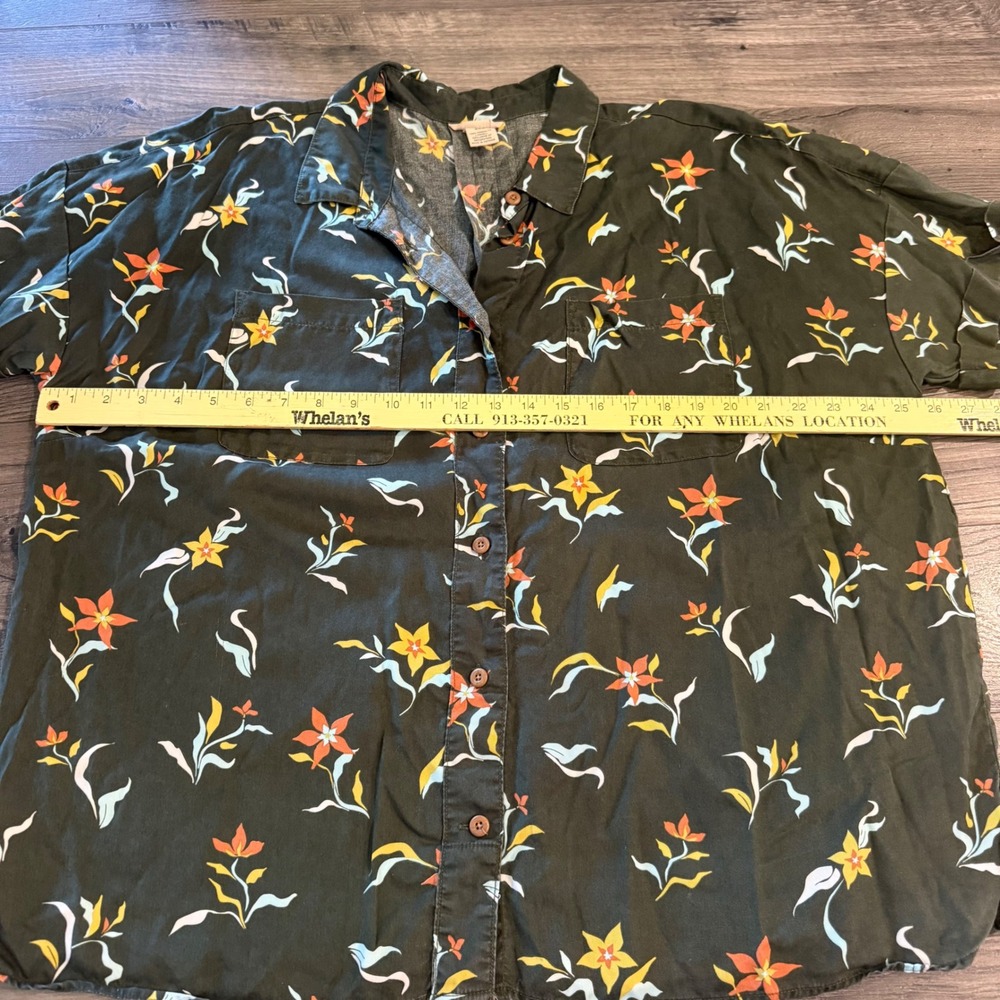 Duluth Trading Co Floral Tencel Lyocell Button Down Shirt Olive Green 2XL - Picture 6 of 10